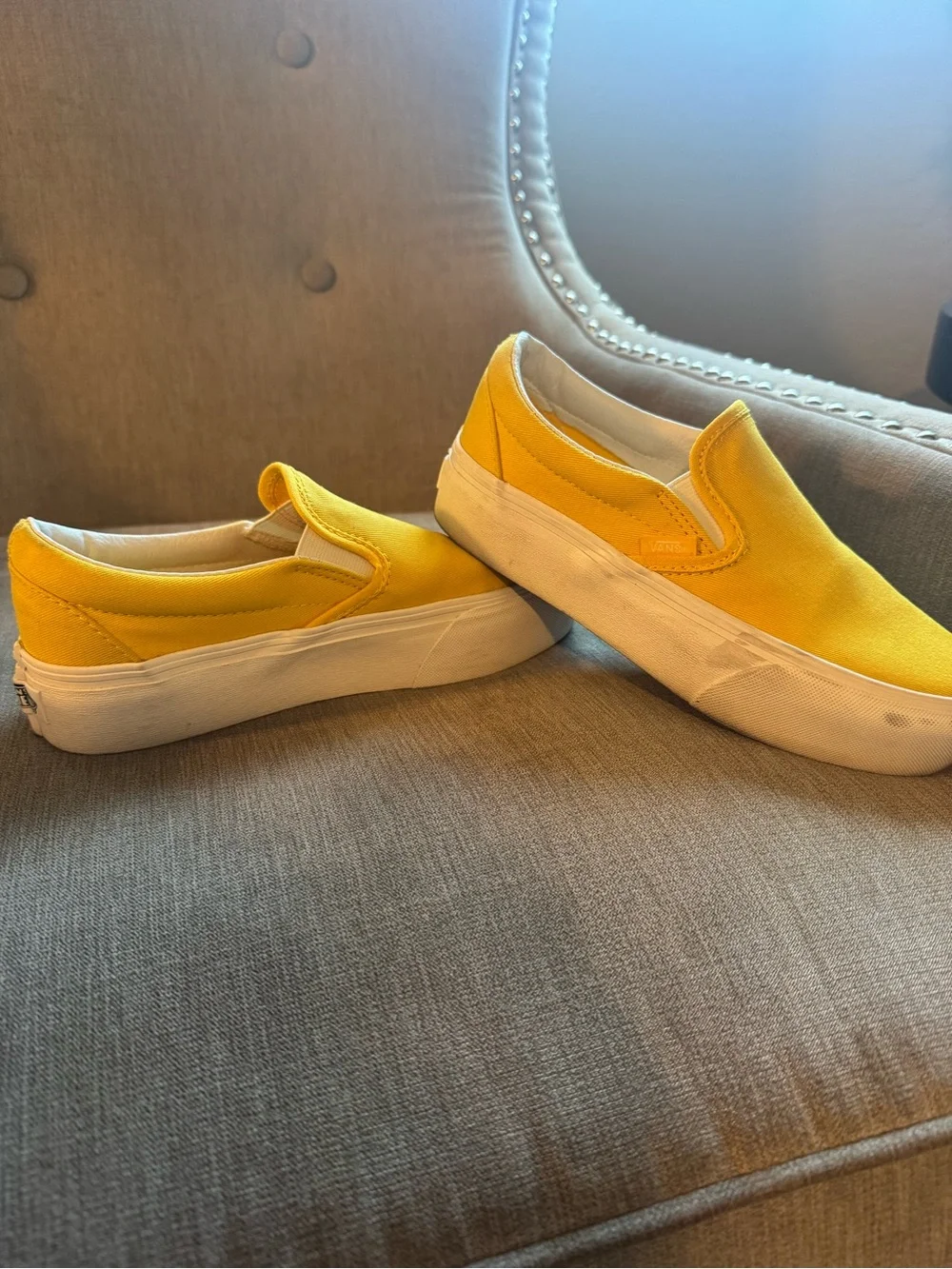 Vans Yellow Slip-On Platform Sneakers size 6.5 women’s